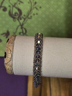 Handmade Gunmetal AB Swarovski Crystal Beads and Japanese Seed Beads